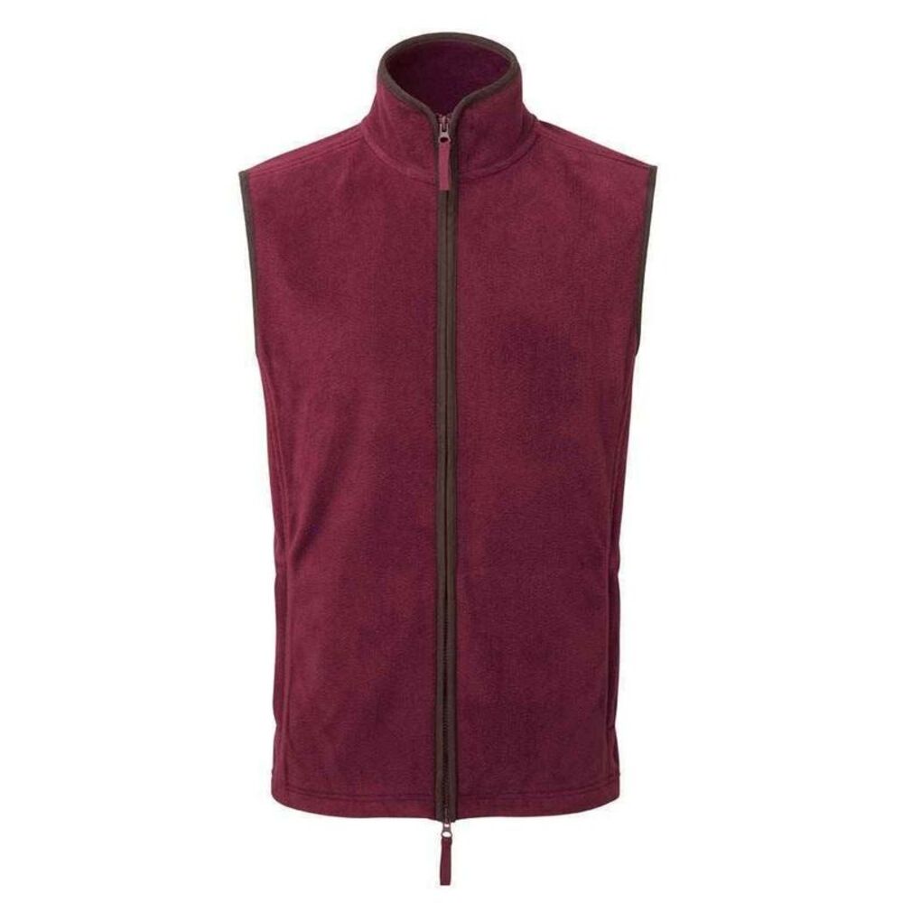 Premier Mens Artisan Fleece Vest / Burgundy/Brown